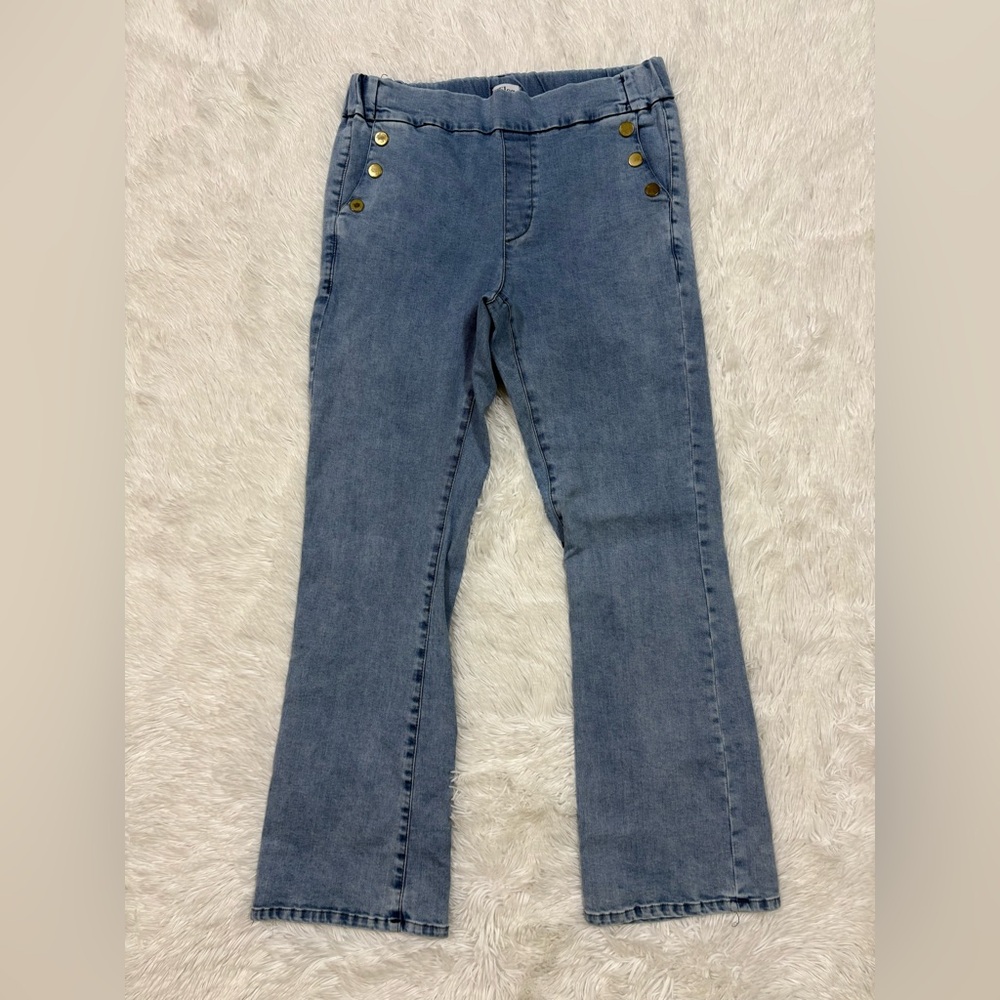 BEVY FLOG Blue Flare Jeans with Gold Accents